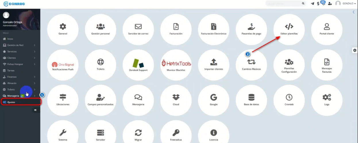 Editor de plantillas SMS y Telegram en MikroWisp