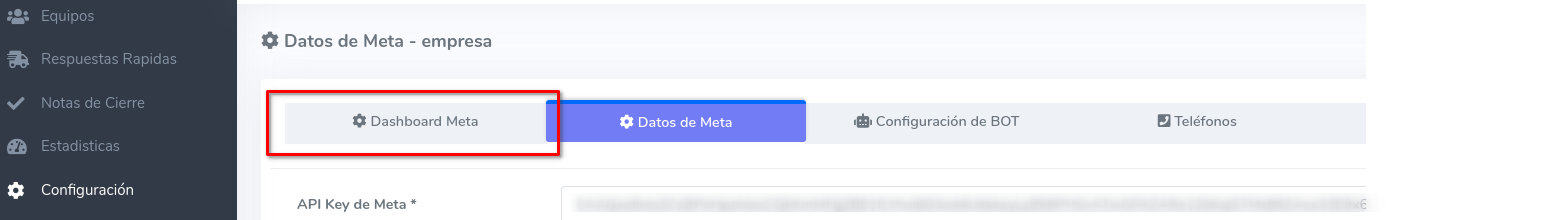Vista inicial del dashboard