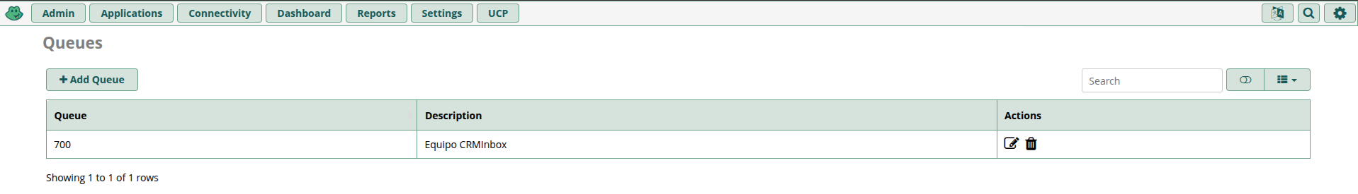 Lista de colas en Applications → Queues con el botón Add Queue